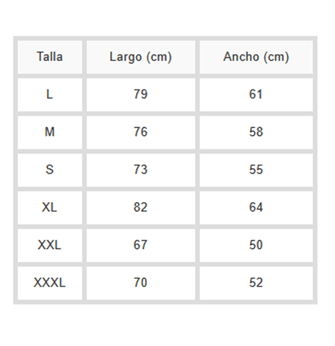 table-medidas-Tropic-Prol